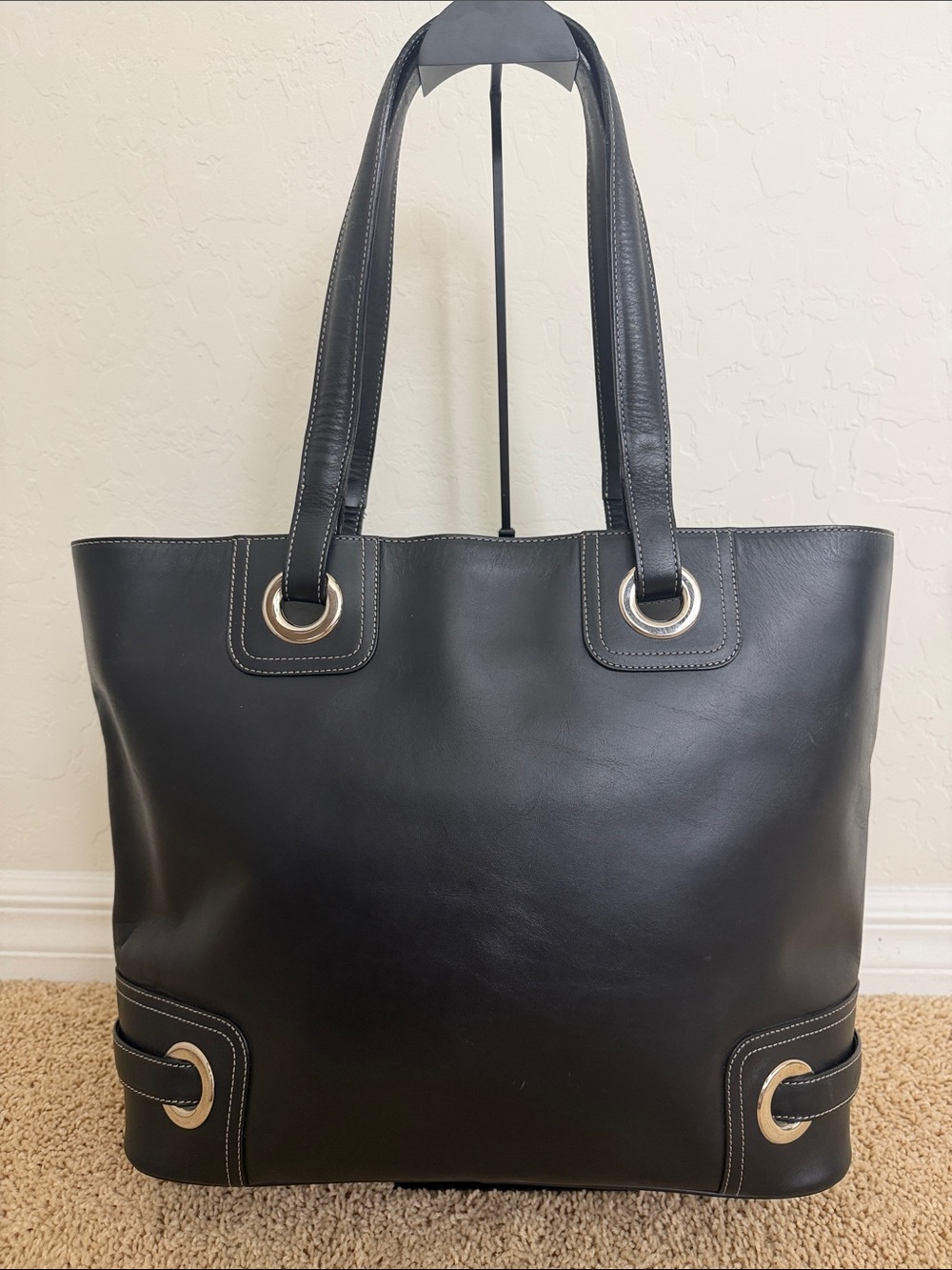 Bally Switzerland Vintage Black Smooth Leather Tote Bag EUC w/COA